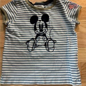 Hanna Andersson Mickey Mouse Striped Kids T-Shirt - Blue and Green